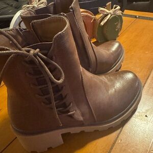 Brown Lace-Up Ankle Boots